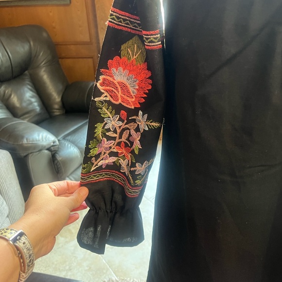 Rebellion Black Tunic with Colorful Floral Embroidery - Picture 10 of 15